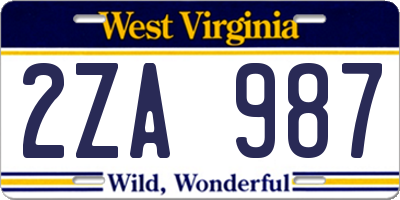 WV license plate 2ZA987