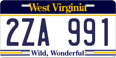 WV license plate 2ZA991