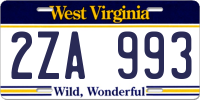 WV license plate 2ZA993