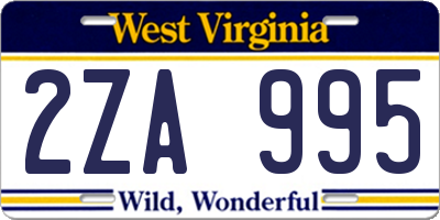 WV license plate 2ZA995