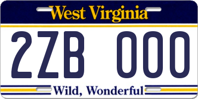 WV license plate 2ZB000