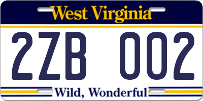 WV license plate 2ZB002