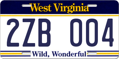 WV license plate 2ZB004