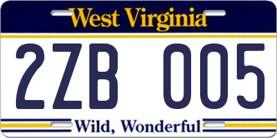 WV license plate 2ZB005