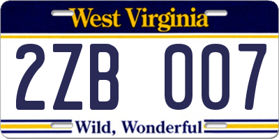 WV license plate 2ZB007