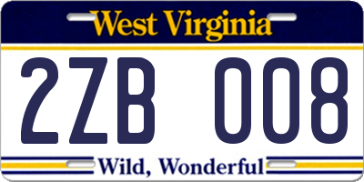 WV license plate 2ZB008