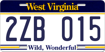WV license plate 2ZB015