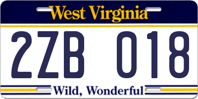 WV license plate 2ZB018