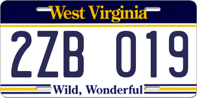 WV license plate 2ZB019