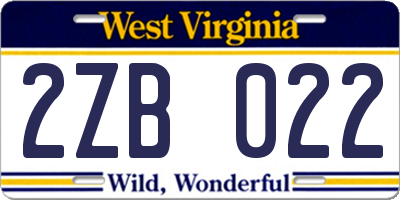 WV license plate 2ZB022