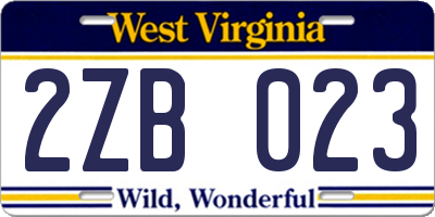 WV license plate 2ZB023