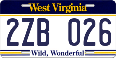 WV license plate 2ZB026