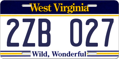 WV license plate 2ZB027
