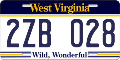 WV license plate 2ZB028