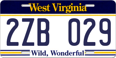 WV license plate 2ZB029