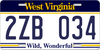 WV license plate 2ZB034