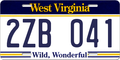 WV license plate 2ZB041
