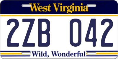 WV license plate 2ZB042