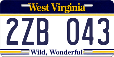 WV license plate 2ZB043