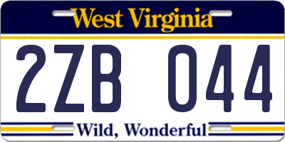 WV license plate 2ZB044