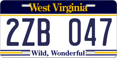 WV license plate 2ZB047