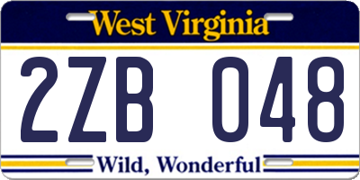 WV license plate 2ZB048