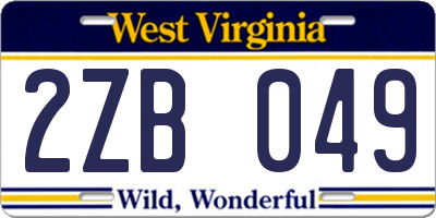 WV license plate 2ZB049