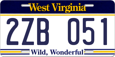 WV license plate 2ZB051