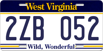 WV license plate 2ZB052