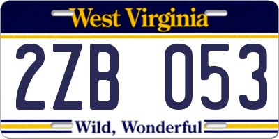 WV license plate 2ZB053