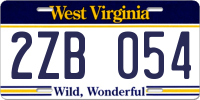 WV license plate 2ZB054