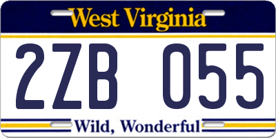 WV license plate 2ZB055