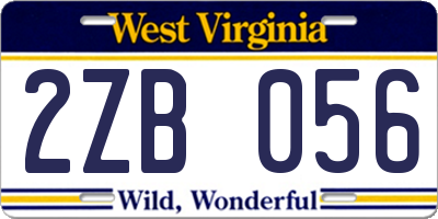 WV license plate 2ZB056