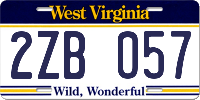 WV license plate 2ZB057