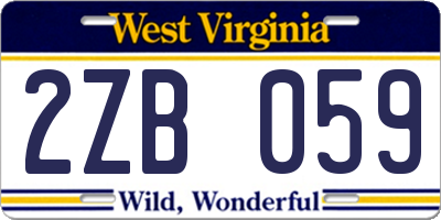 WV license plate 2ZB059