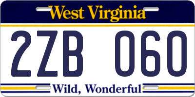 WV license plate 2ZB060