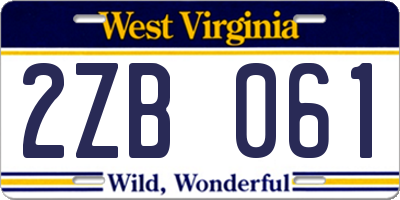WV license plate 2ZB061