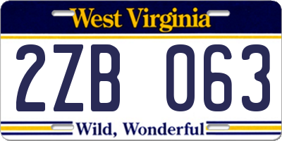 WV license plate 2ZB063