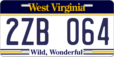 WV license plate 2ZB064
