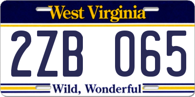 WV license plate 2ZB065