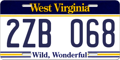 WV license plate 2ZB068