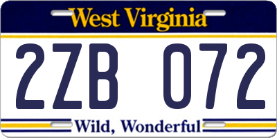 WV license plate 2ZB072