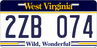 WV license plate 2ZB074