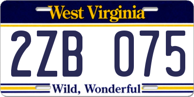 WV license plate 2ZB075