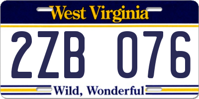 WV license plate 2ZB076