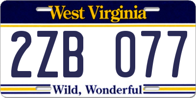 WV license plate 2ZB077