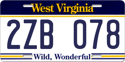 WV license plate 2ZB078