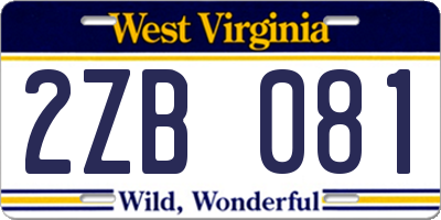 WV license plate 2ZB081