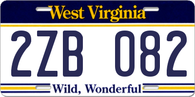 WV license plate 2ZB082