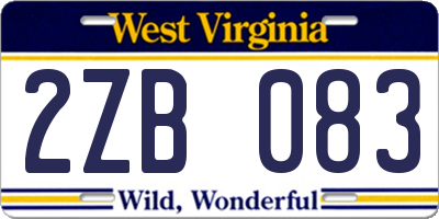 WV license plate 2ZB083